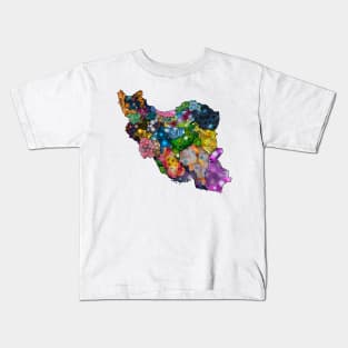 Spirograph Patterned Iran Counties Map Kids T-Shirt